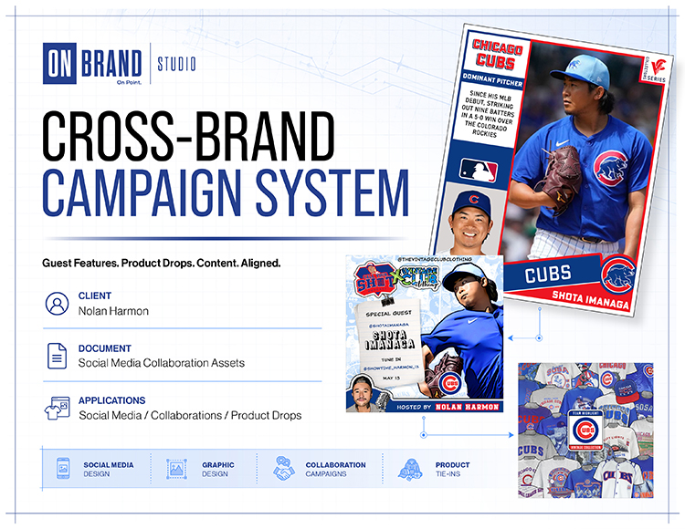 Social media collaboration campaign assets for Call Your Shot and Vintage Club Clothing by ON Brand Studio